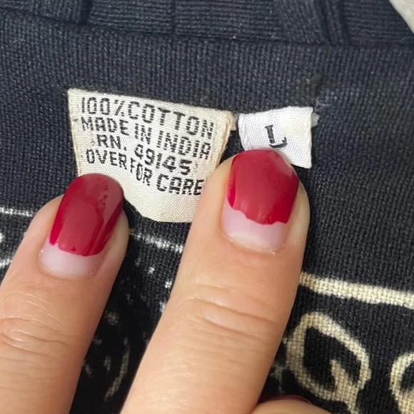 Vintage Boho Mudcloth Robe Poncho Kimono Safari Zebra Black Heavyweight Cotton L - Picture 4 of 8